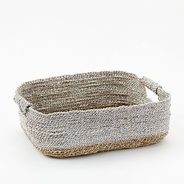 Two-Tone Woven Baskets, Natural/White, Underbed Basket | West Elm (US)