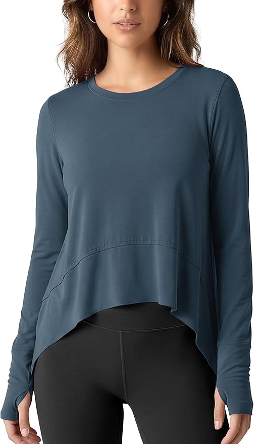 ODODOS Long Sleeve Tee for Women with Thumb Hole Athletic Gym Workout Crop Tops Yoga Shirts | Amazon (US)