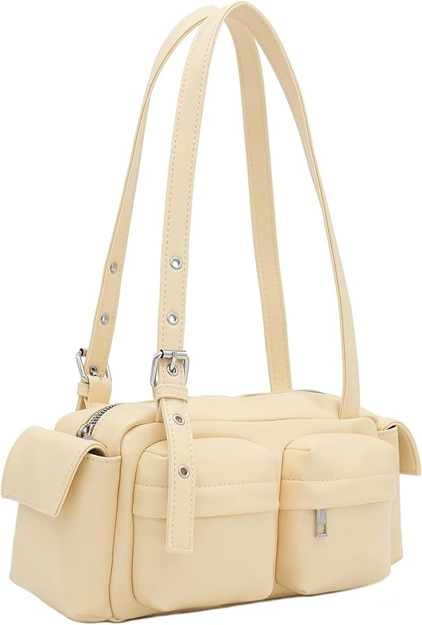 FashionPuzzle Glossy PU Leather Multi Pocket Shoulder Bag | Amazon (US)