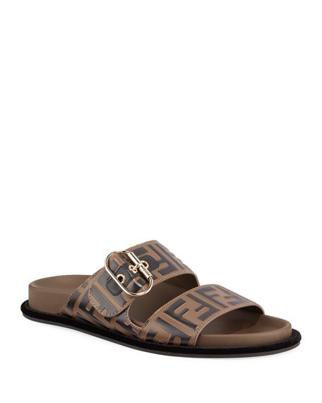 Leather FF Slide Sandals | Neiman Marcus
