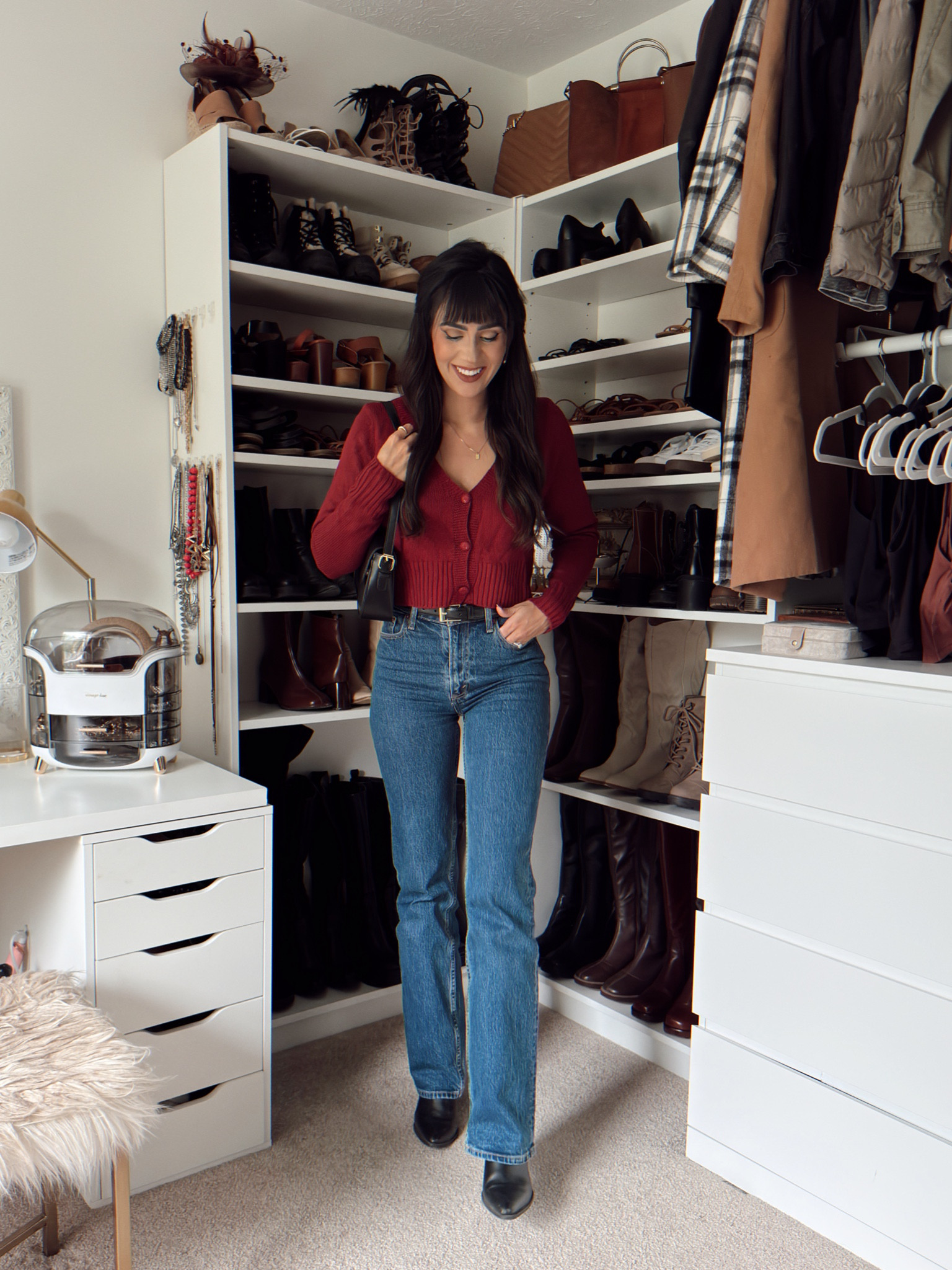 Cherry red outfits ❤️ denim, jeans, relaxed jeans. 

#LTKStyleTip #LTKHoliday #LTKSeasonal
