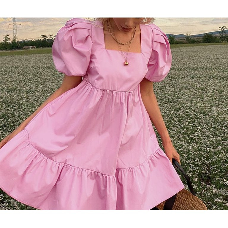 Ma&Baby Womens Off Shoulder Puffy Sleeve Ruffles Mini Dress Wedding Party A-Line Dress | Walmart (US)