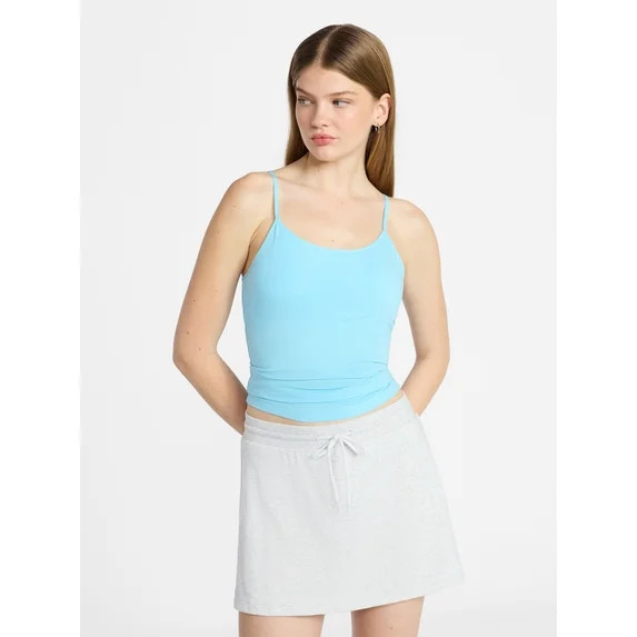 No Boundaries Cropped Cami Top with Shelf Bra, Women's XXS-XXL | Walmart (US)