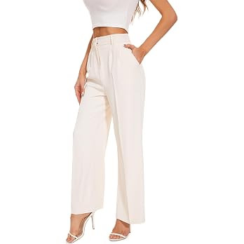 FUNYYZO Women Wide Leg Dress Pants High Elastic Waisted 2026 Slacks Business Work Trousers Long S... | Amazon (US)