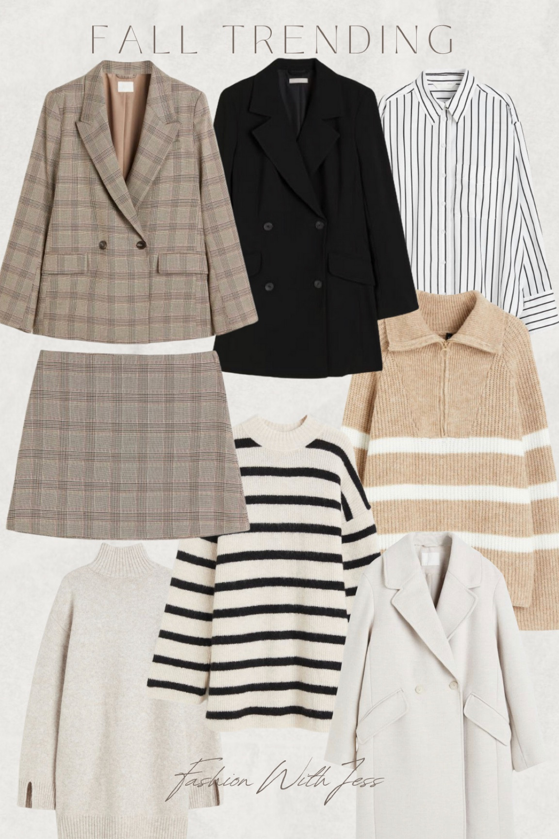All of these pieces are so classic and on trend for fall this year. Think neutrals and classic city style. I love the stripped mini dress and the plaid blazer and skirt set! So cute. Size down in H&M styles. Everything on sale right now for the next few hours.

#LTKsalealert #LTKSeasonal #LTKBacktoSchool