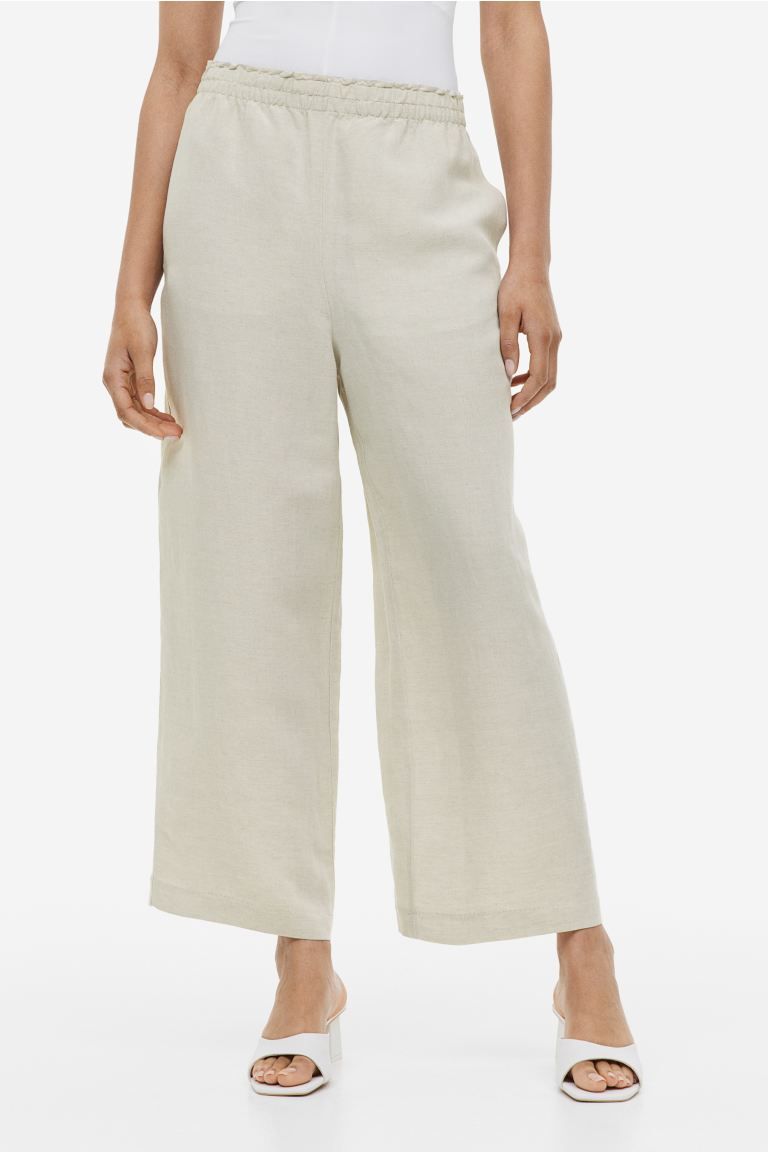 Cropped linen-blend trousers | H&M (UK, MY, IN, SG, PH, TW, HK)