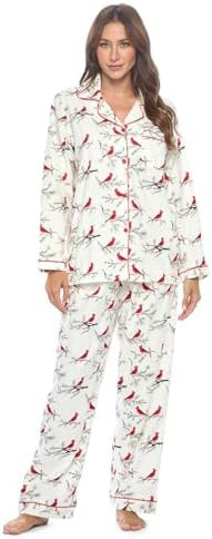 Casual Nights Women's Flannel Long Sleeve PJ's Button Down Sleepwear Pajama Set | Amazon (US)