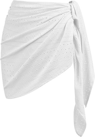 AI'MAGE Women's Sarong Coverups Bikini Wraps Sheer Cover Up Skirt Pareo Eyelet Cover Ups for Swim... | Amazon (US)