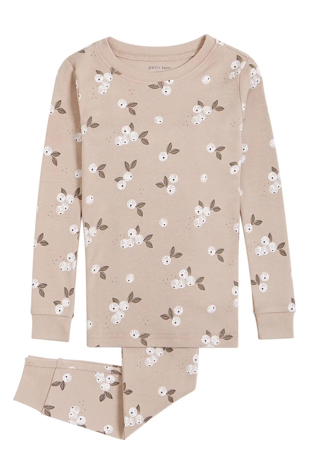 Petit Lem Kids' Gooseberry Print Fitted Organic Cotton Two-Piece Pajamas, Size 6X in 103 Sand at Nor | Nordstrom Canada