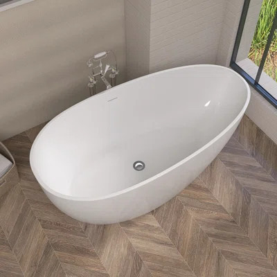 55'' Freestanding Oval Soaking Acrylic Bathtub | Wayfair North America