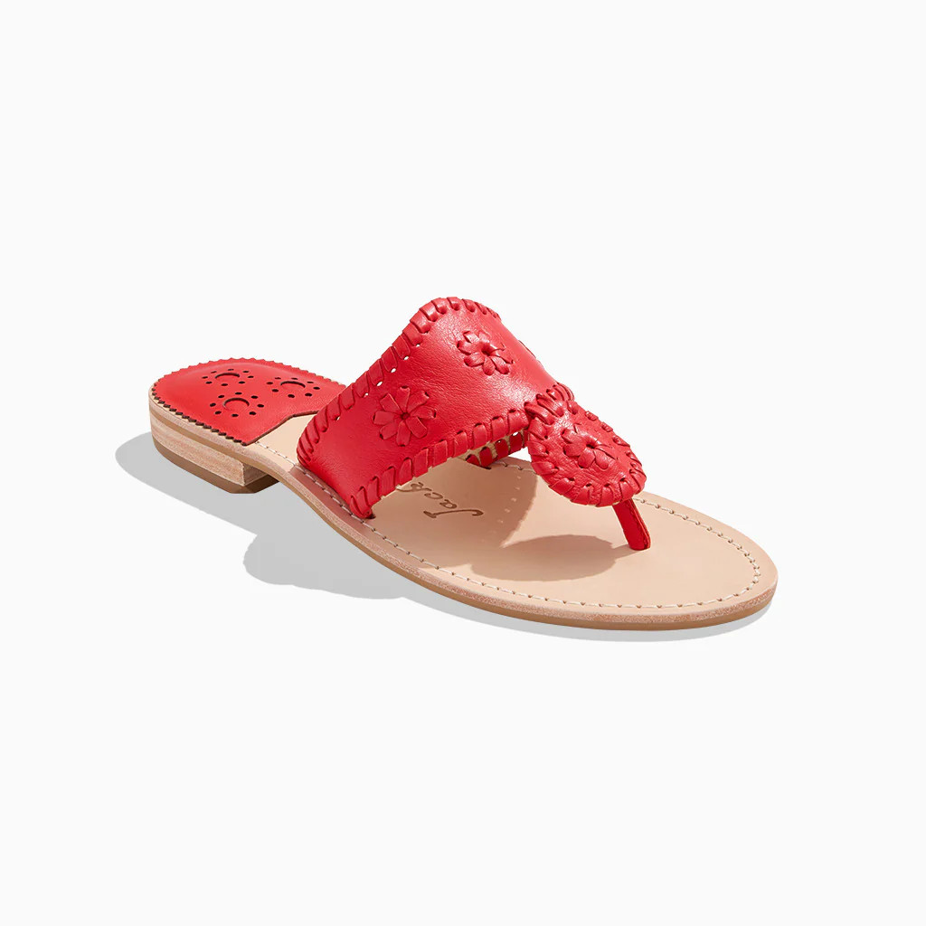 Jack Rogers Signature Jacks Flat Sandal | Patent Leather | Fire Red | Jack Rogers