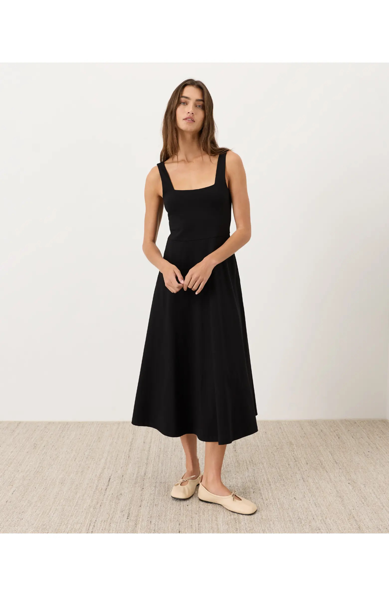 Fit & Flare Square Neck Dress Made With Organic Cotton | Nordstrom