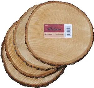 Wilson Enterprises 4 Pack Basswood Round Rustic Wood, Unsanded, 9-11" Diameter (Large) Excellent ... | Amazon (US)