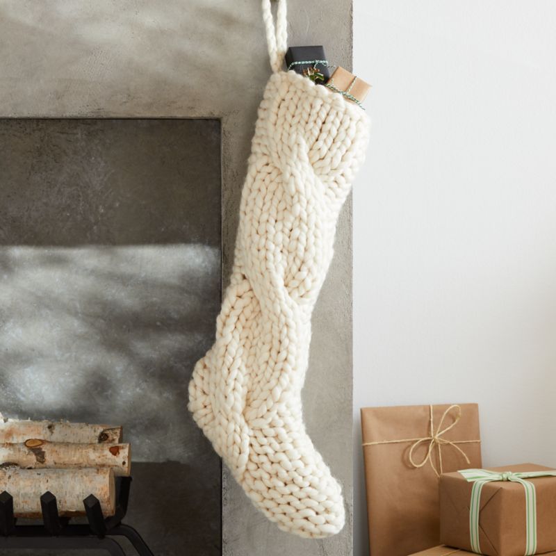Cozy Ivory Knit Stocking + Reviews | Crate and Barrel | Crate & Barrel