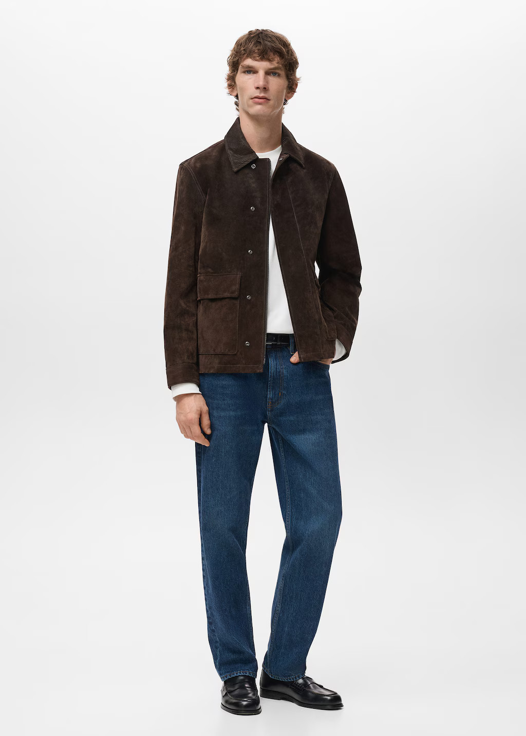 100% suede leather jacket chocolate - Man - M - MANGO MAN | Mango (US/MX/AU)