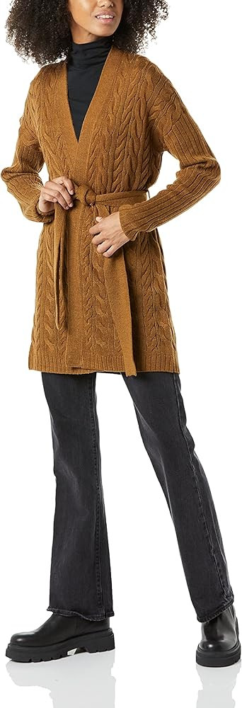 Amazon Essentials Women's Soft Cable Longer Length Open-Front Cardigan Sweater | Amazon (US)