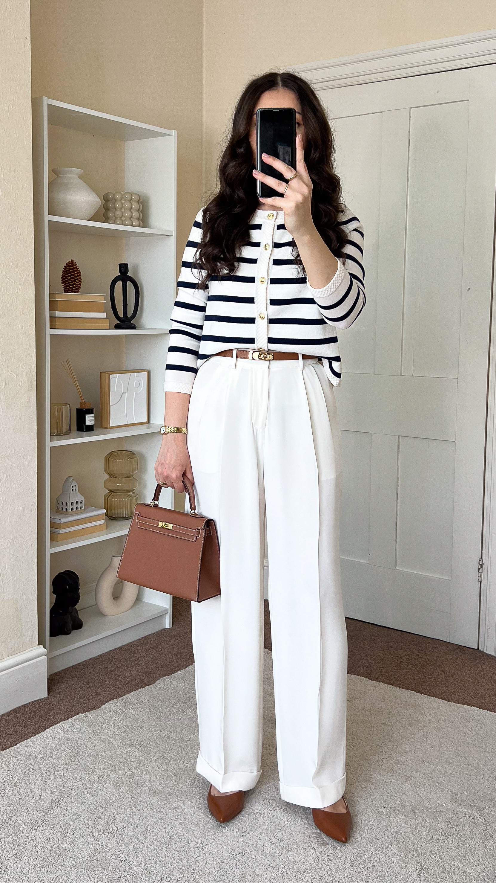 Smart casual spring/summer outfit. Wearing size S for cardigan and size UK10 for trousers, both are from LilySilk. Use code Larisa20 for 20% off your LilySilk purchase. Flats are Ralph Lauren. Bag is Totes Luxe Uk. 

 #LTKxRalphLauren #LTKuk #LTKsummer