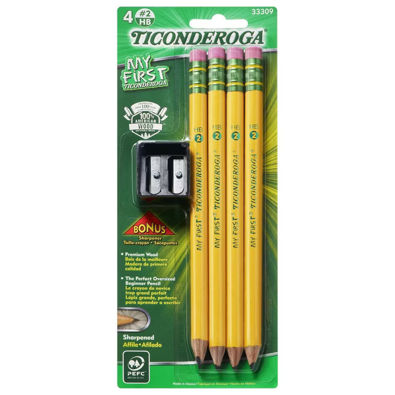 4ct My First Ticonderoga #2 Pencils with Sharpener | Target