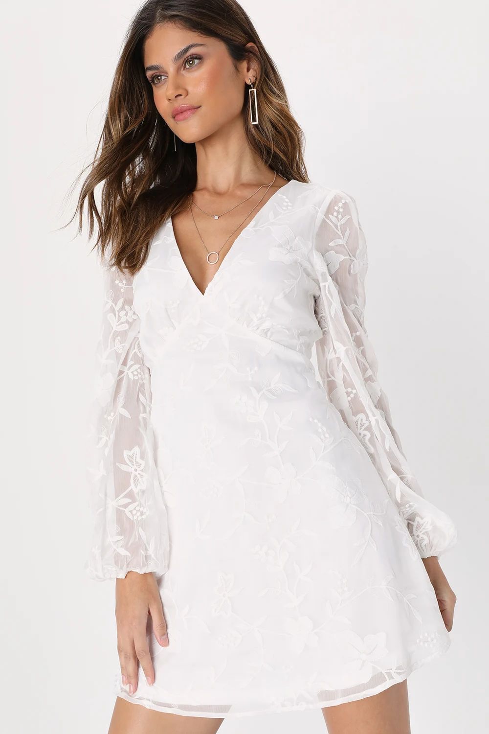 Angelic Bliss White Embroidered Puff Sleeve Mini Dress | Lulus