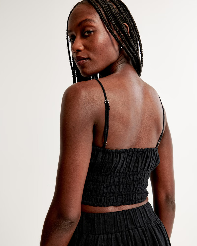 Linen-Blend Ruched Set Top | Abercrombie & Fitch (US)