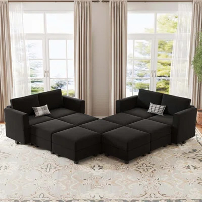 Vashudev 116.6'' Variable Modular Velvet Sectional Large Love Shaped Upholstered Couch Storage Sofa | Wayfair North America