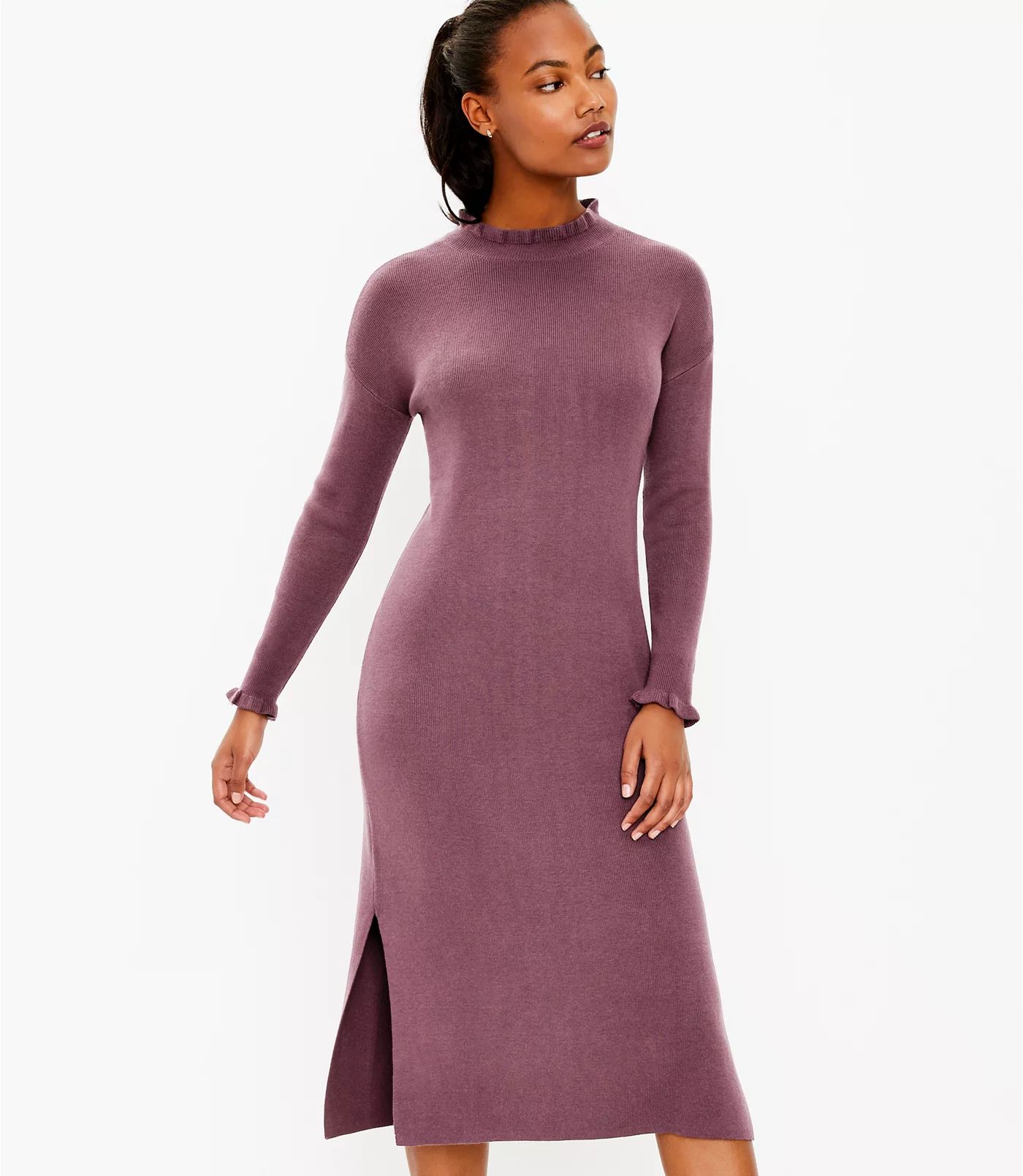Mock Neck Midi Sweater Dress | LOFT | LOFT