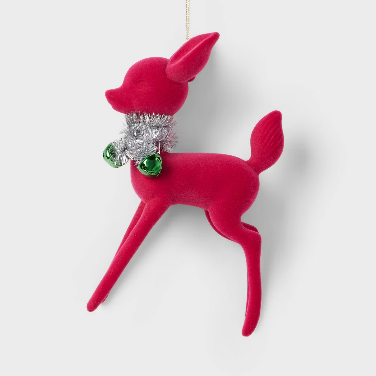 Flocked Deer with Tinsel Collar Christmas Tree Ornament Green - Wondershop™ | Target