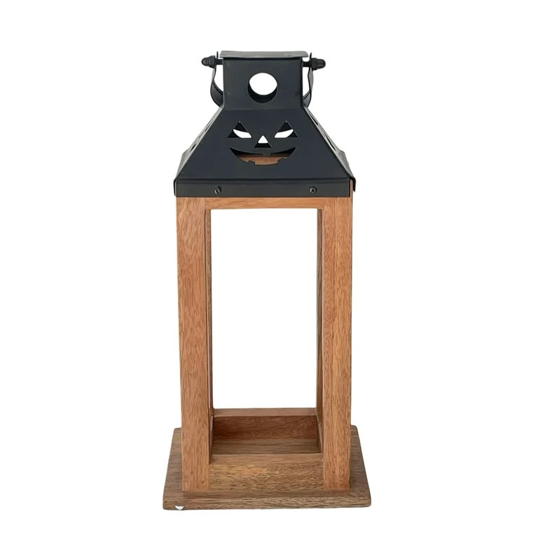 Pumpkin Wood and Metal Lantern Decoration, Black, 12", Halloween by Way To Celebrate | Walmart (US)