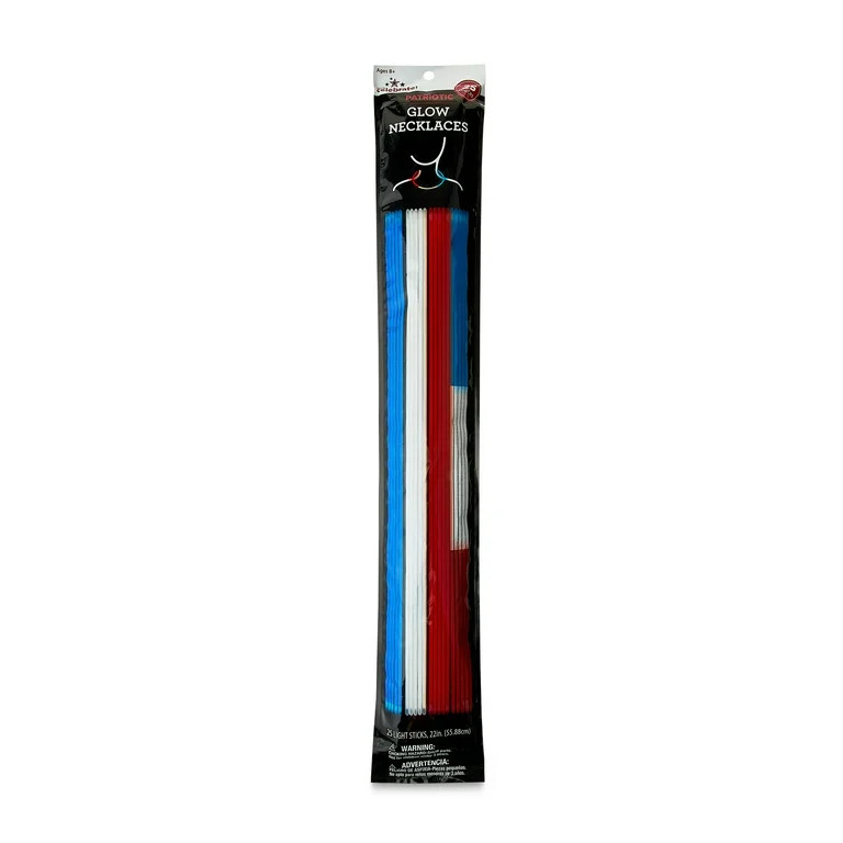Glow Necklaces, Red/White/Blue, 25 Count, Patriotic by Way To Celebrate | Walmart (US)