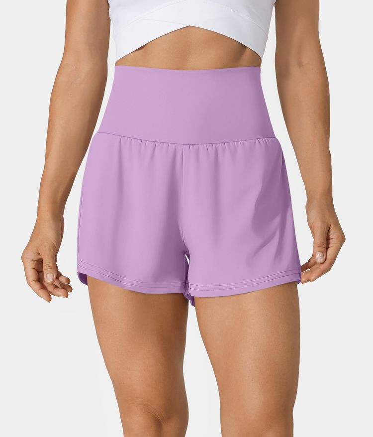 Women’s Super High Waisted Back Pocket & Side Hidden Pocket 2-in-1 Yoga Shorts 2.5" - Halara | HALARA