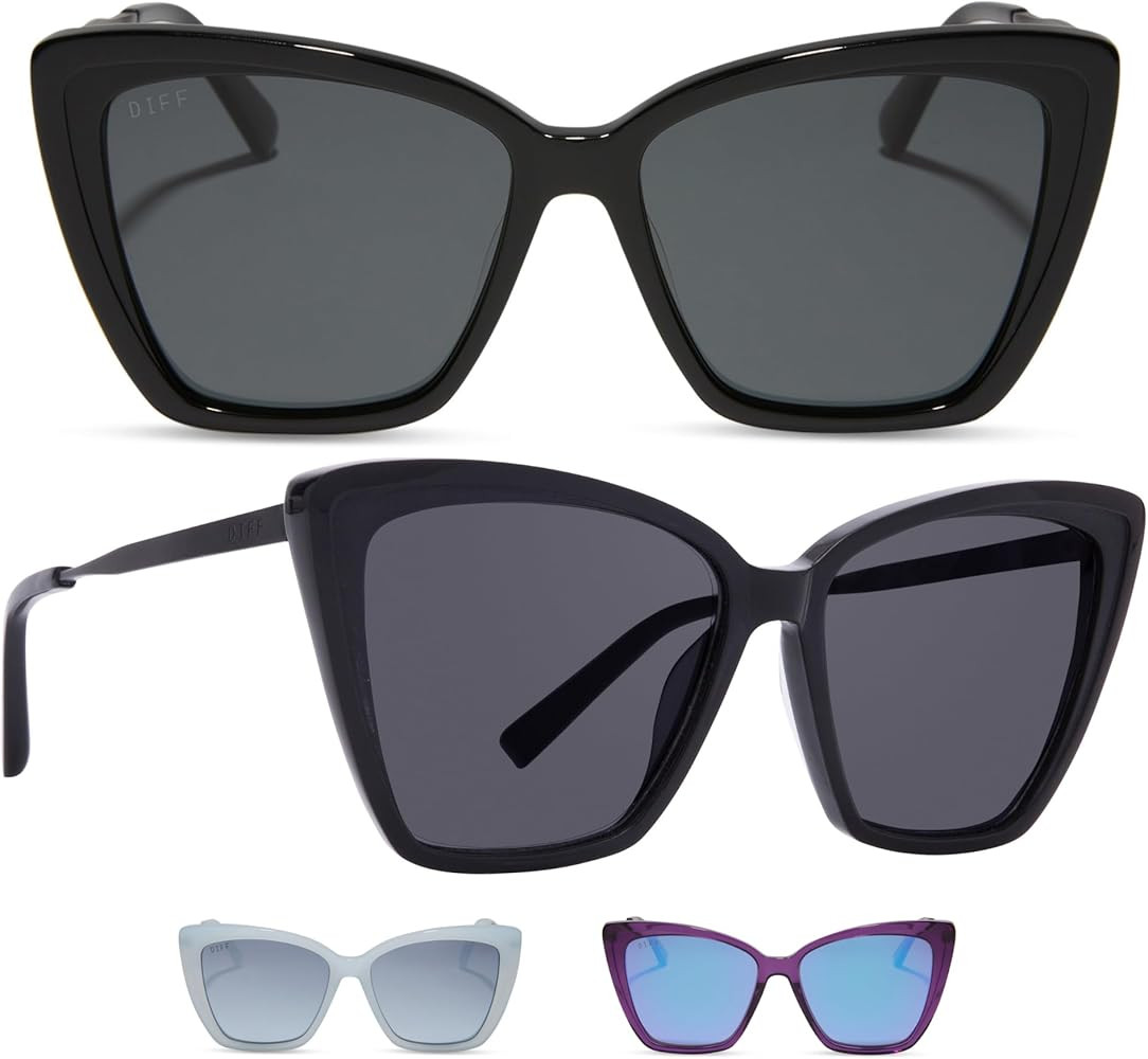 DIFF Becky II Designer Oversized Cat Eye Sunglasses for Women UV400 Protection, Black Fashion Fra... | Amazon (US)