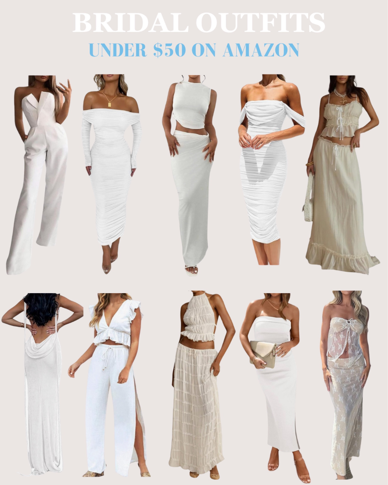 Gorgeous Bridal Outfits Under $50  | All White Outfits | White Dress | White Sets 

#LTKcanada #LTKwedding #LTKpartywear