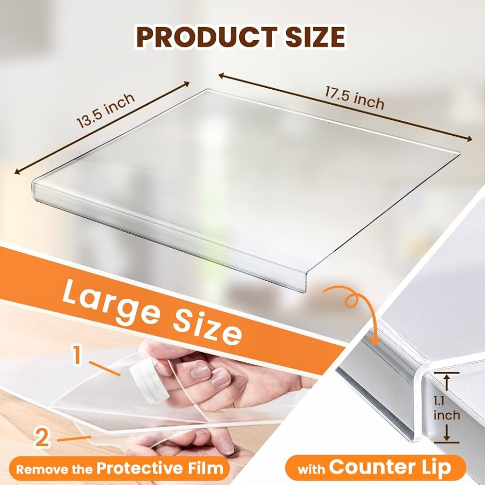 Acrylic Cutting Board with Counter Lip, 17.5x13.5 Inch Clear Cutting Boards for Kitchen Counter, ... | Amazon (US)
