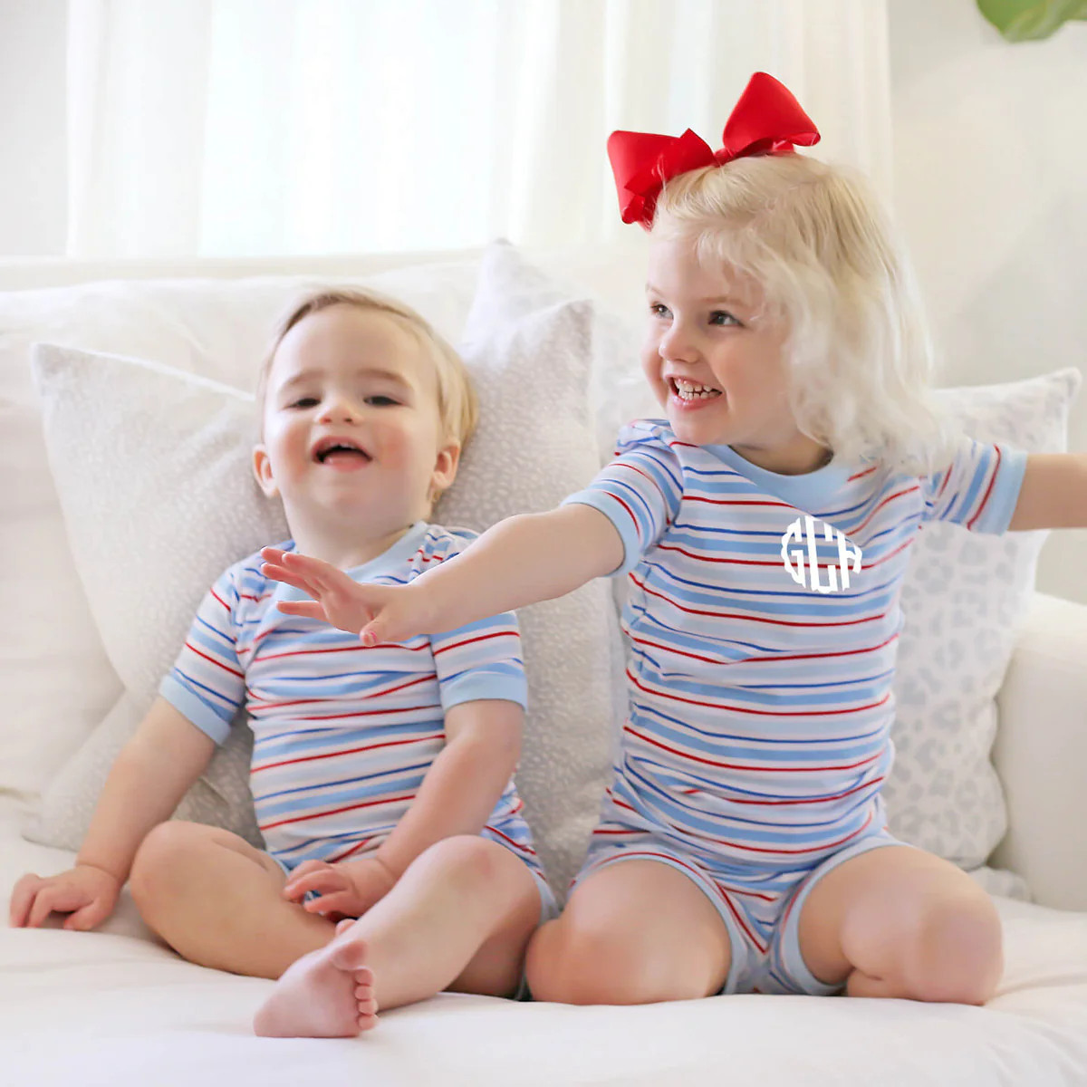 Red & Blue Short Knit Pajamas | Classic Whimsy