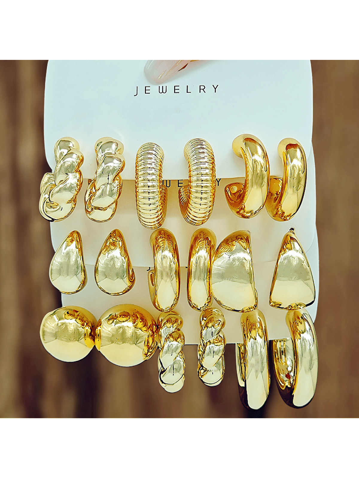 2-18pcs/Set Trendy European And American Style Gold Water Drop Acrylic Resin C-Shaped Hoop Earrin... | SHEIN