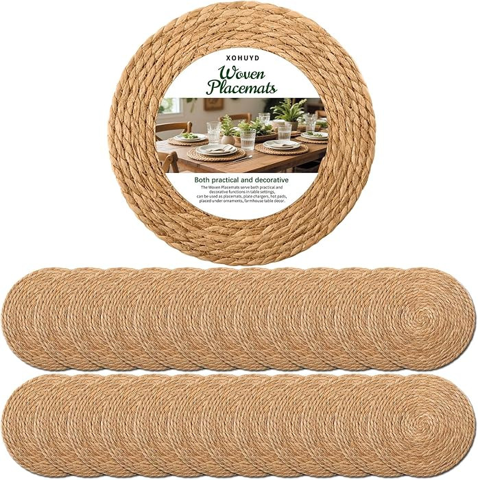 13" Round Woven Placemats Set of 24, Heat Resistant Plate Chargers | Amazon (US)