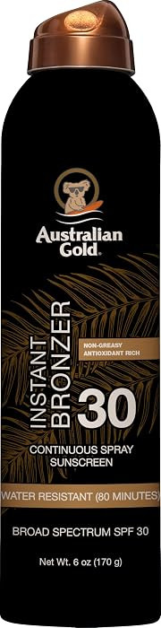 Australian Gold Continuous Spray Sunscreen SPF 30 | Instant Bronzer, 6 Fl | Amazon (US)