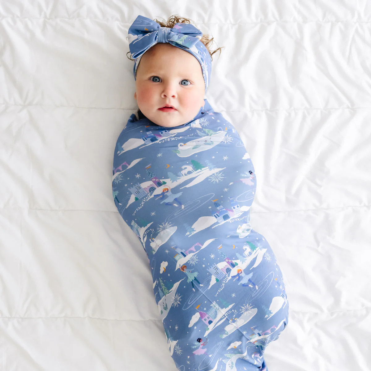 Ice Princess Swaddle & Luxe Bow Headband Set | Little Sleepies