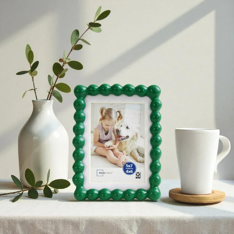 Mainstays Greenbrier Bubble Beaded 5x7 Picture Frame Matted to 4x6, Greenbrier Photo Frame for Wa... | Walmart (US)
