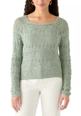 Pink Rose Women's Long Sleeves Tie Back Sweater, Sage, Medium | Belk
