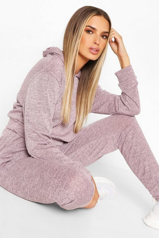 Melange Knitted Hoody And Jogger Two-Piece Set | Boohoo.com (US & CA)