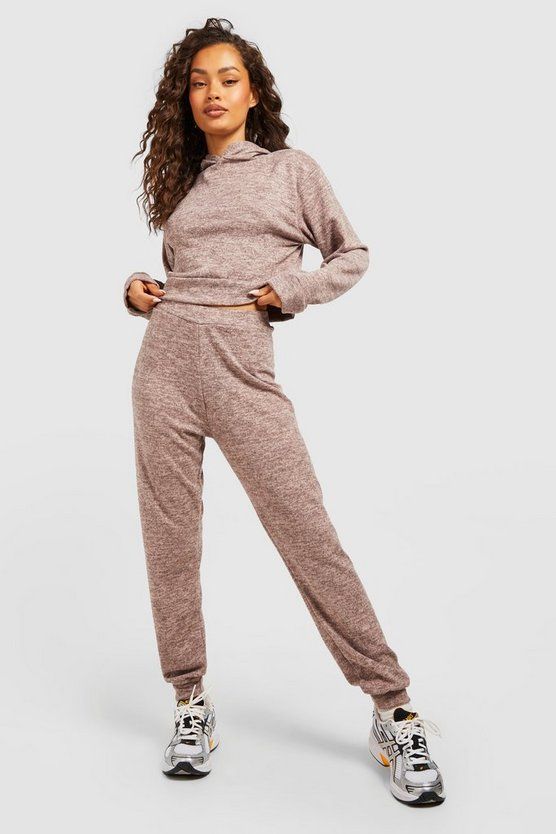 Melange Knitted Hoody And Jogger Two-Piece Set | Boohoo.com (US & CA)