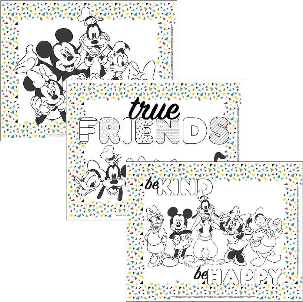 Disney Baby by J.L. Childress ColorMe Disposable Placemats, 24 Pack - Paper Stick-On Placemats wi... | Amazon (US)