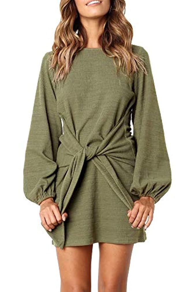 R.Vivimos Women Autumn Winter Cotton Long Sleeves Elegant Knitted Bodycon Tie Waist Sweater Pencil D | Amazon (US)