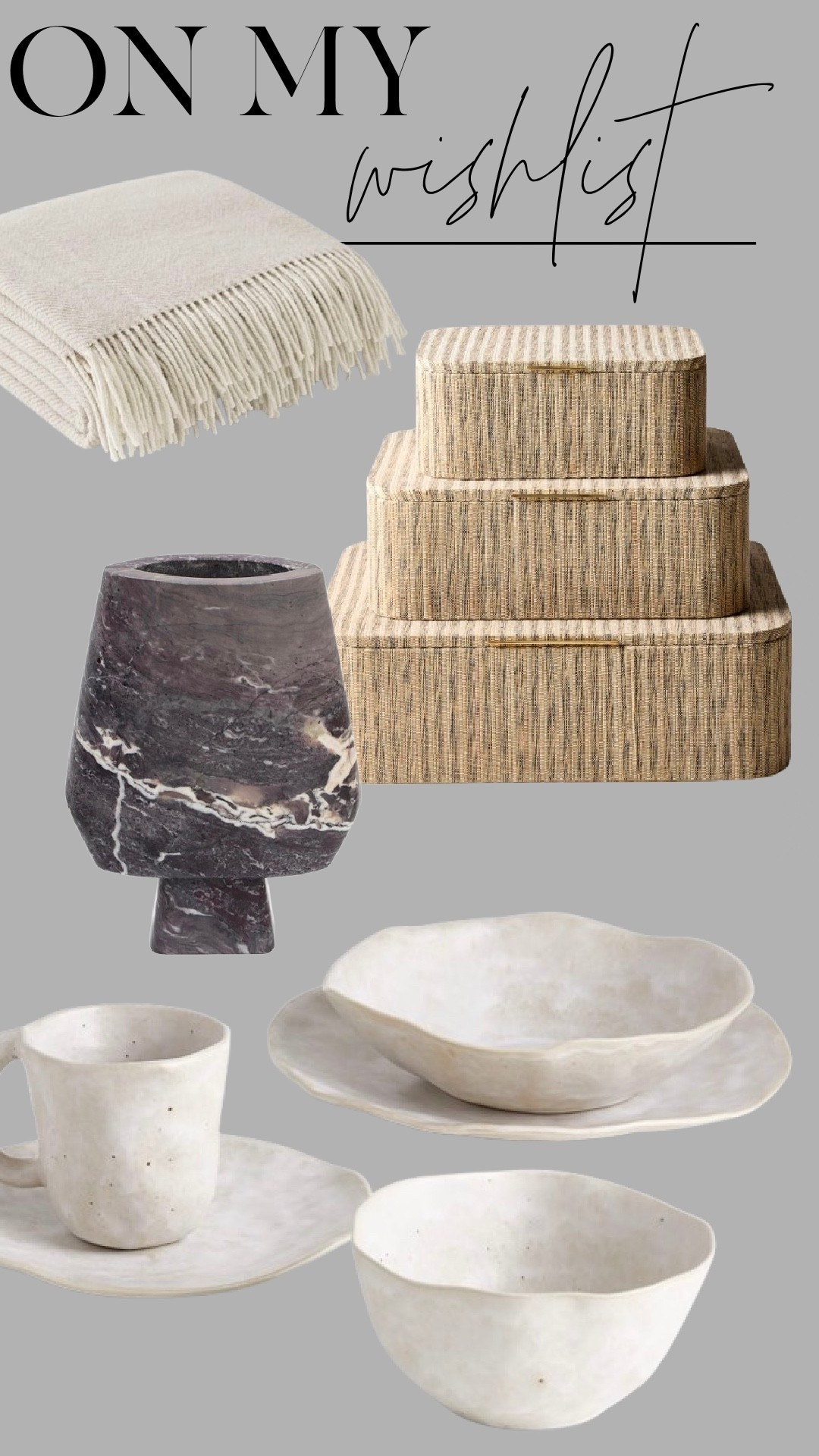 On my wishlist this season — warm textures, sculptural details, and neutral tones that feel timeless. From marble vases to handcrafted dinnerware, these pieces blend modern design with cozy, organic style. Shop all my wishlist favorites linked here.

#LTKhome #NeutralHomeDecor #RusticModernHome #CozyMinimalist #ModernRusticStyle #LTKfinds #HolidayWishlist #LTKholiday #TimelessHomeDecor #NeutralAesthetic


#LTKGiftGuide #LTKHome #LTKSeasonal