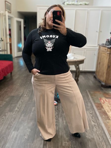 Wide-Leg Pants have sold out BUUUUUTTT
BAR III Plus Size High-Rise Wide-Leg Ponté-Knit Pants. Black and Ginger. DEAL OF THE DAY $32.72

All the Kuromi tees are on sale.

#LTKmidsize #LTKover40 #LTKworkwear