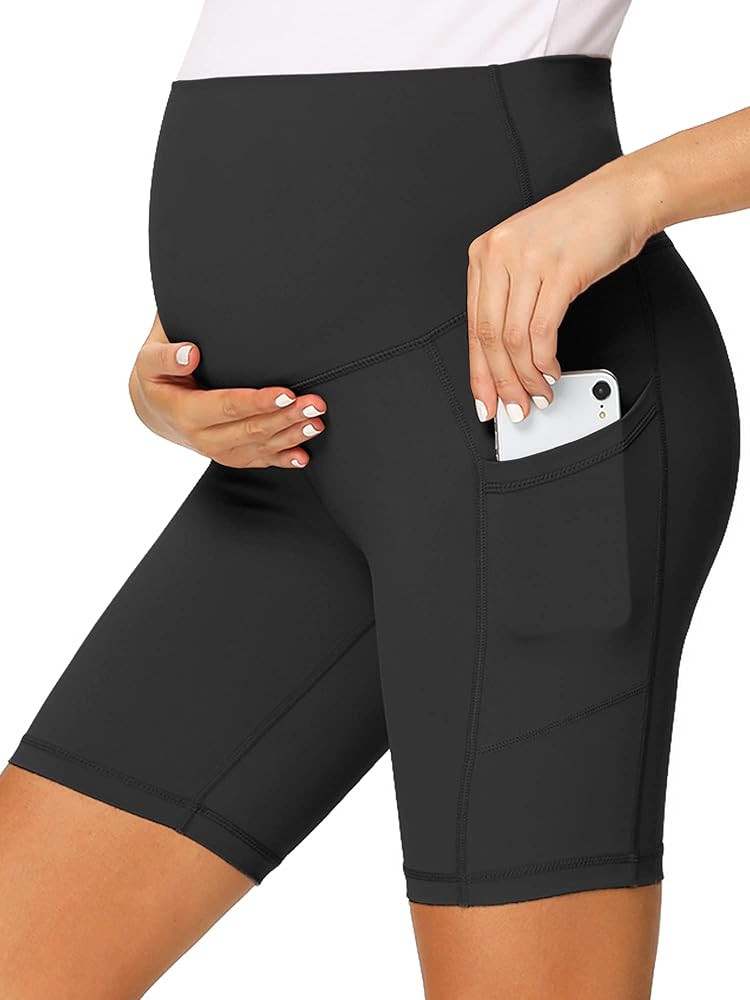 AMPOSH Women's Maternity Biker Shorts Buttery Soft Yoga Shorts Workout Athletic Running Short Leggin | Amazon (US)