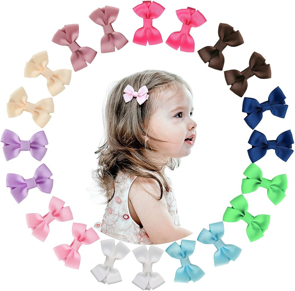 Shemay 10 Pairs 2 inches Tiny Boutique Grosgrain Ribbon Hair Bow Alligator Clips Barrettes for Ba... | Amazon (US)