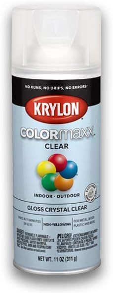 Krylon K05515007 COLORmaxx Acrylic Clear Finish for Indoor/Outdoor Use, Gloss Crystal Clear | Amazon (US)