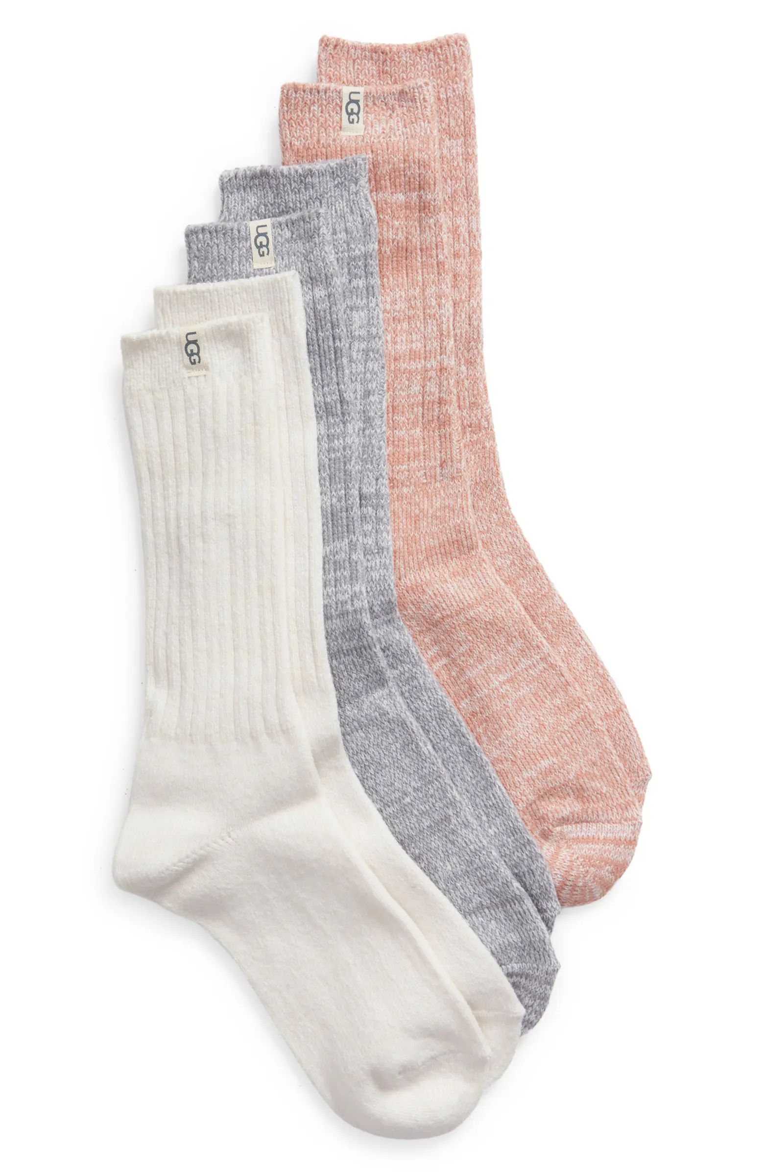 Assorted 3-Pack Slouchy Ribbed Crew Socks | Nordstrom